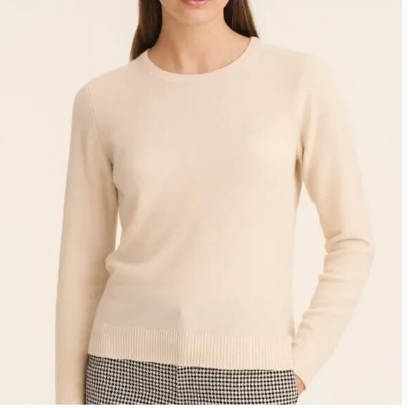 White + Warren Cashmere Crewneck Cream Crew Neck Sweater L - Picture 10 of 11